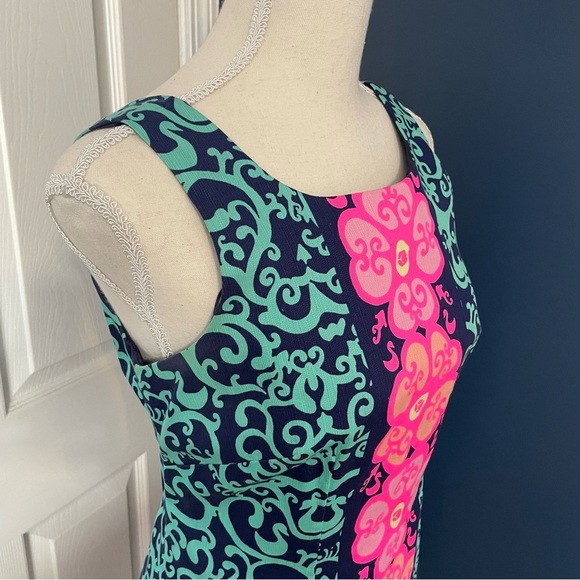 Lilly Pulitzer Hopping Delia Strapless Dress Hot Pink Blue Aqua - Picture 3 of 16